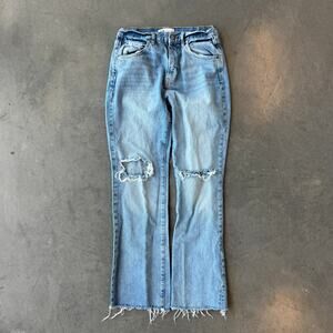 Vintage Y2k Zara Holy Distressed Light Wash Wide Leg Flare Denim Jeans Sz 6